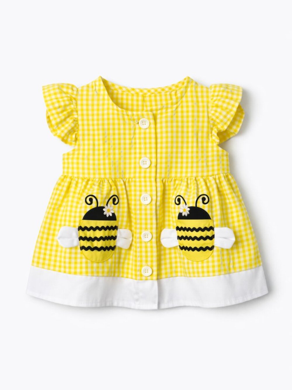 Goodlad Baby Girls Yellow Check Bee Dress | Size 12M | NWT